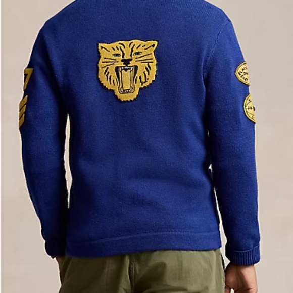 Ralph Lauren Blue and Yellow Varsity Cardigan - Picture 2 of 2
